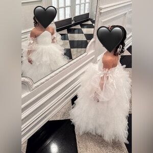 GORGEOUS CUSTOM TULLE FLOWER GIRL DRESS 4/5T detachable sleeves